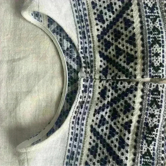 Anthropologie DREW Shift Dress Size S Sleeveless Cream Aztec Design w Pockets - Picture 10 of 13